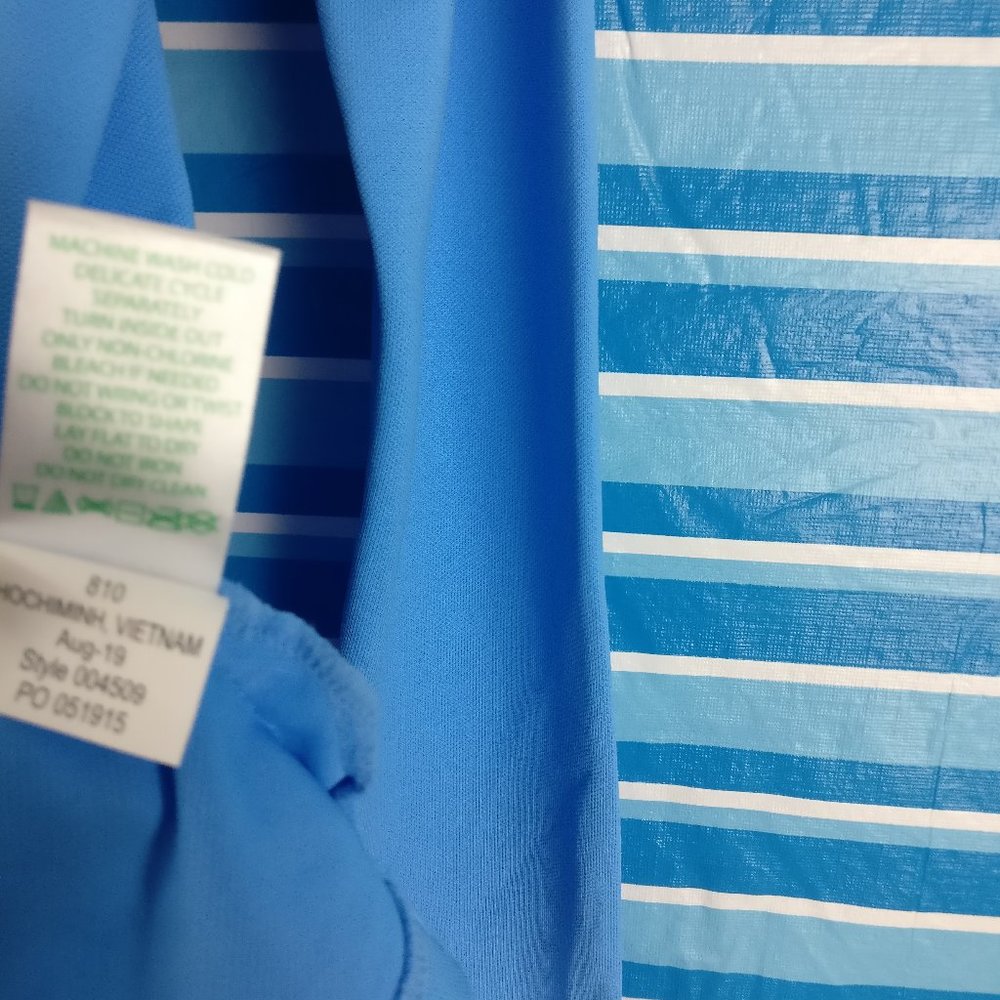 Lilly Pulitzer UPF 50+ Luxletic Frida Polo LSleeve S Blue Mandarinneck Crotchet - Picture 6 of 7